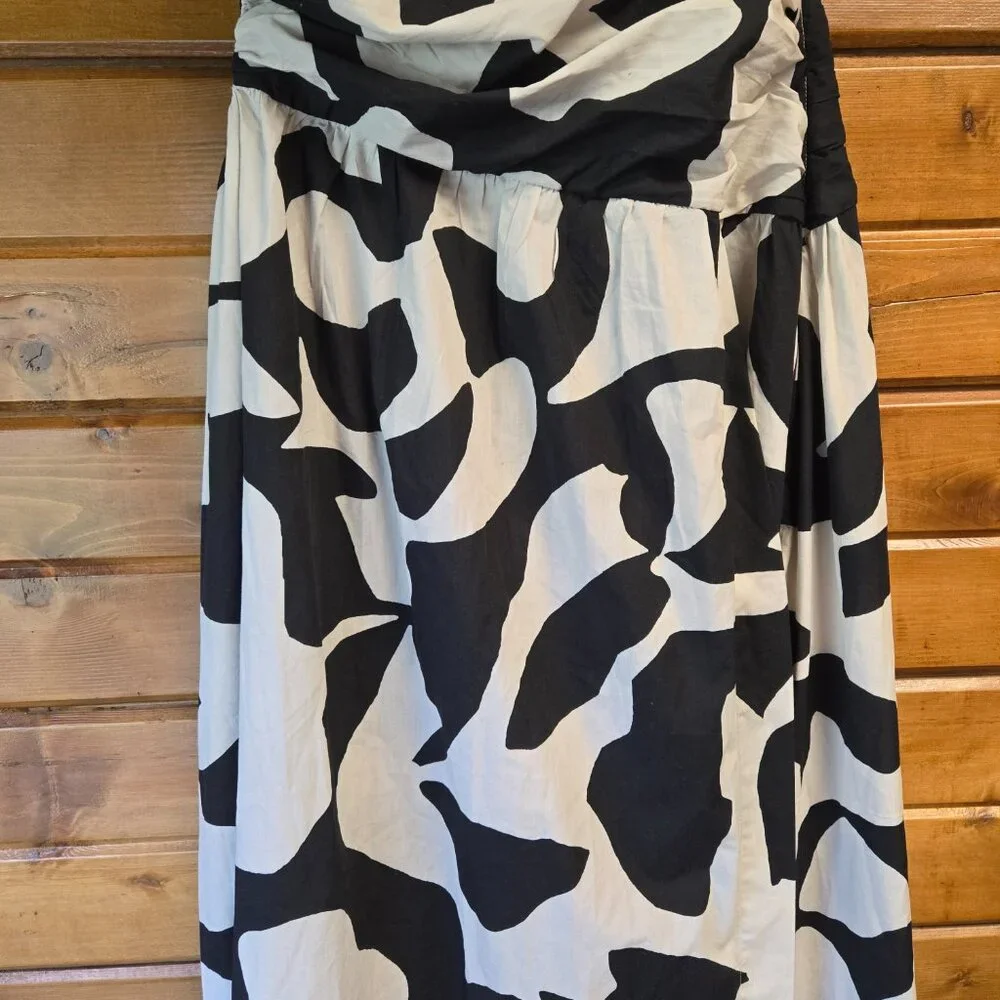 NWOT Abercrombie&Fitch Fiore One Shoulder Maxi CutOut High Slit Dress Pockets L